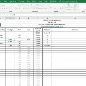LSSL Rise and Fall Survey Level Book Spreadsheet